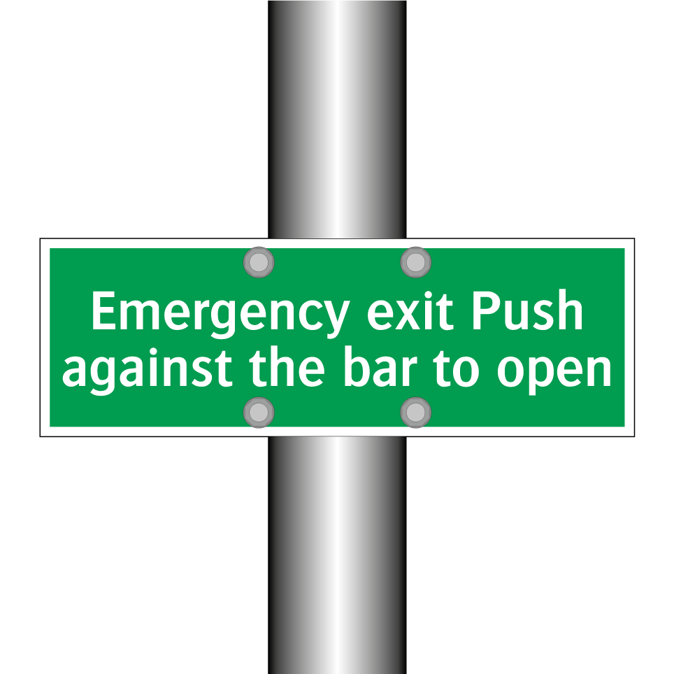 Emergency exit Push against the bar to open
