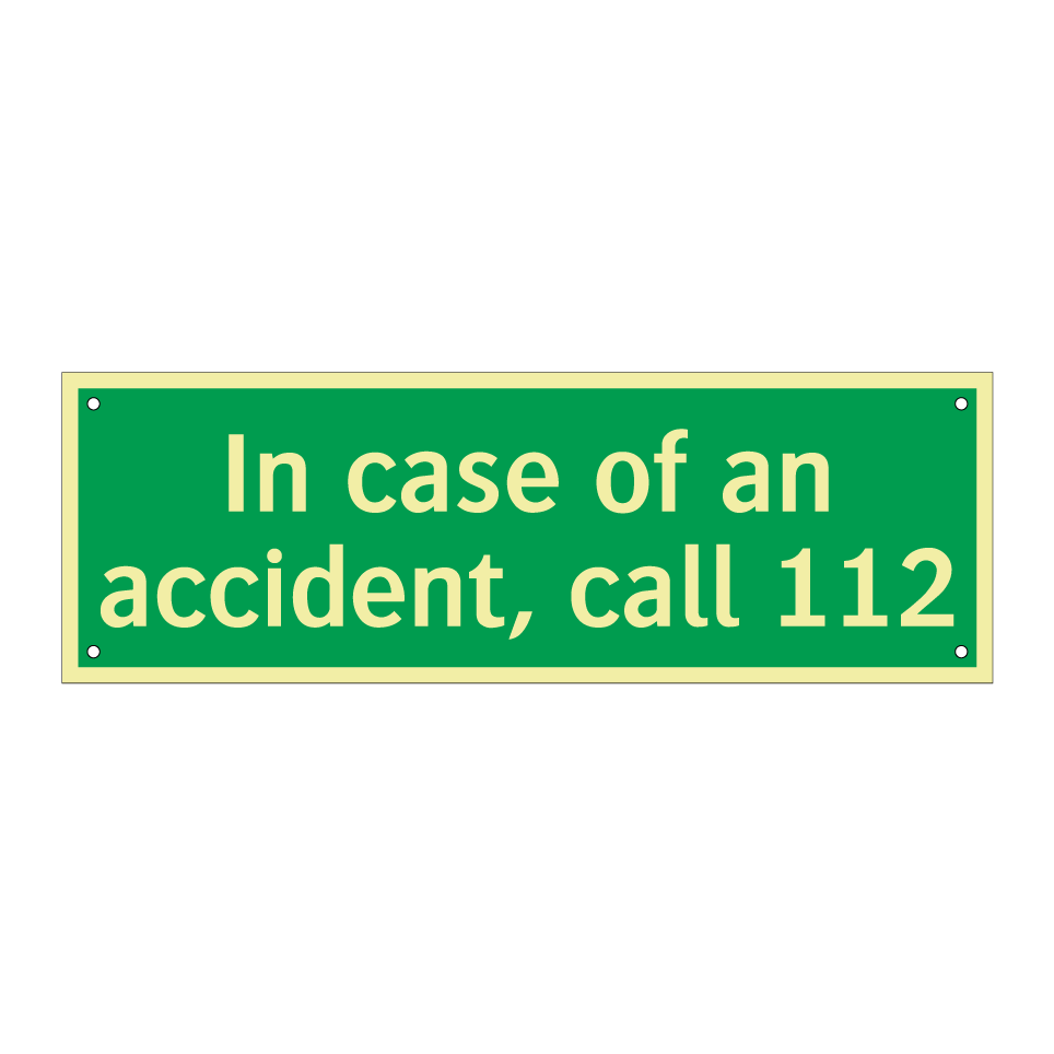 In case of an accident, call 112