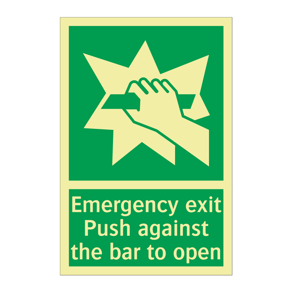 Emergency exit Push against the bar to open