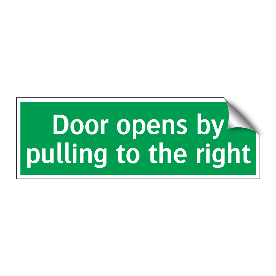 Door opens by pulling to the right