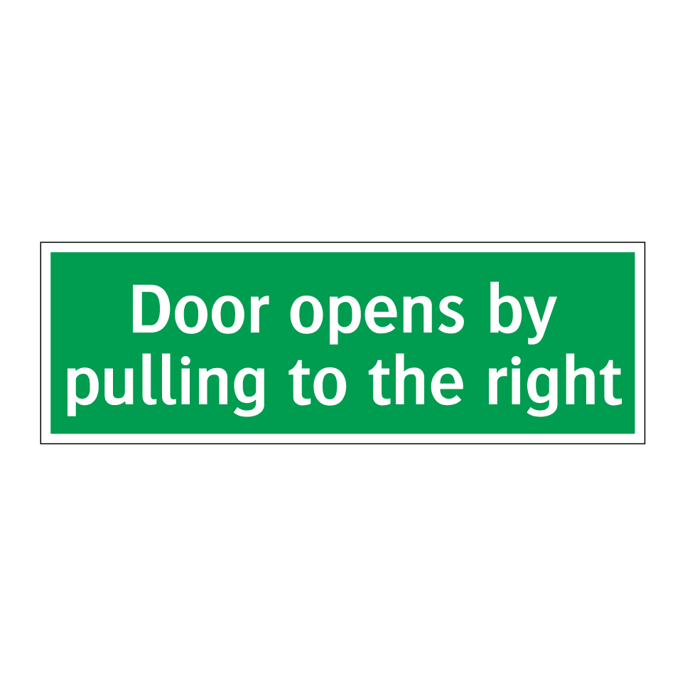Door opens by pulling to the right