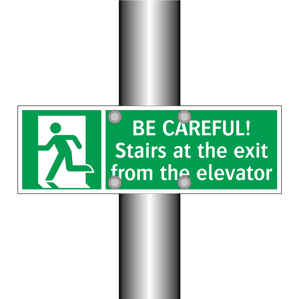 BE CAREFUL! Stairs at the exit from the elevator
