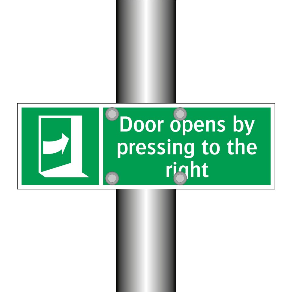 Door opens by pressing to the right