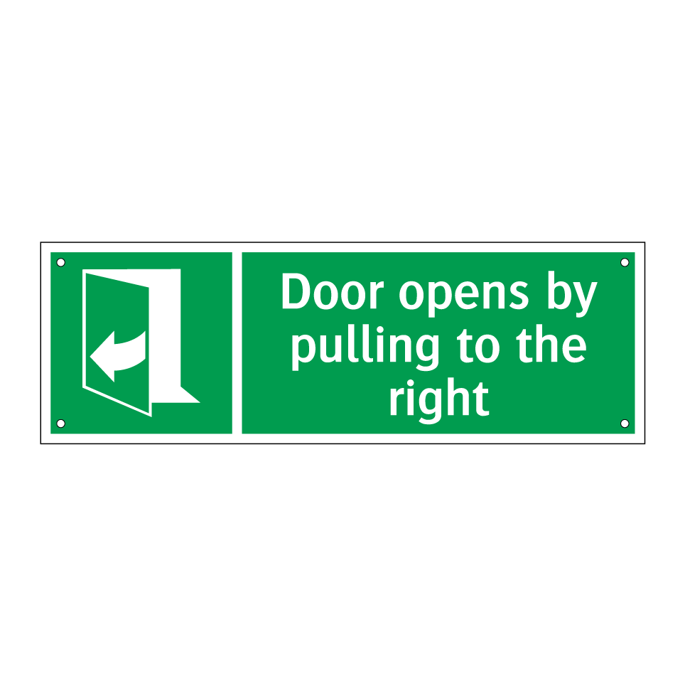 Door opens by pulling to the right