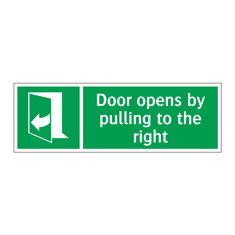 Door opens by pulling to the right