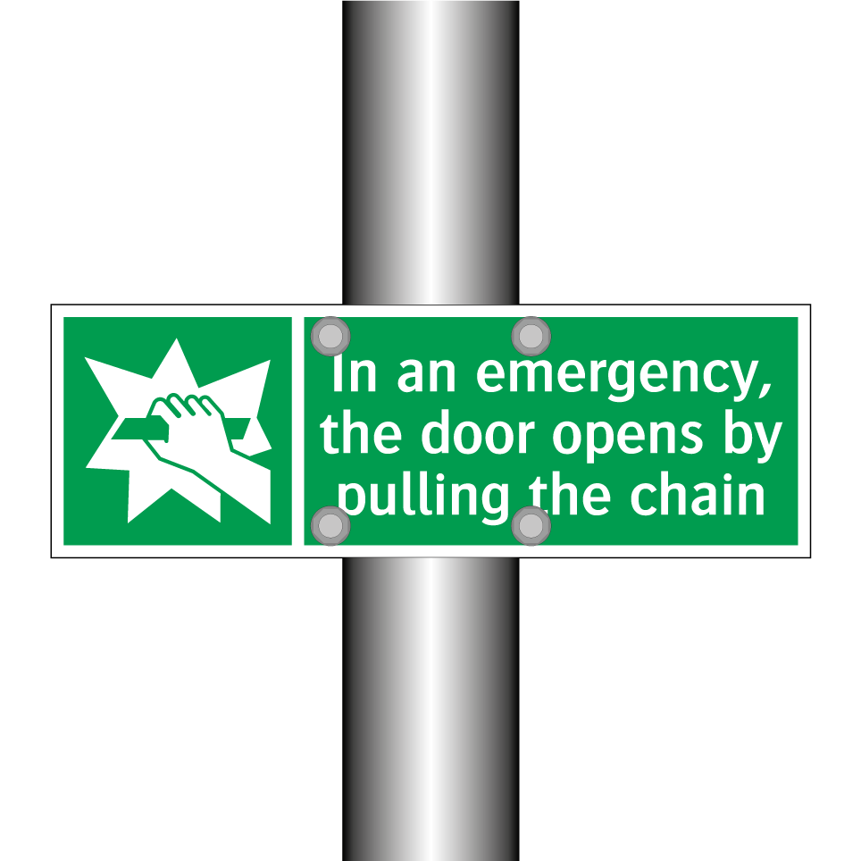 In an emergency, the door opens by pulling the chain