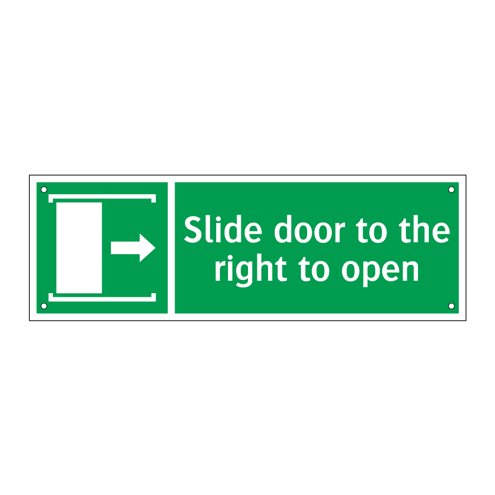 Slide door to the right to open