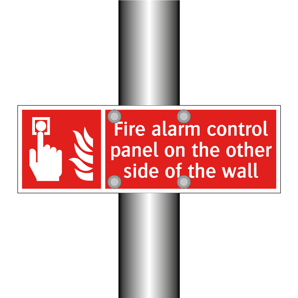 Fire alarm control panel on the other side of the wall