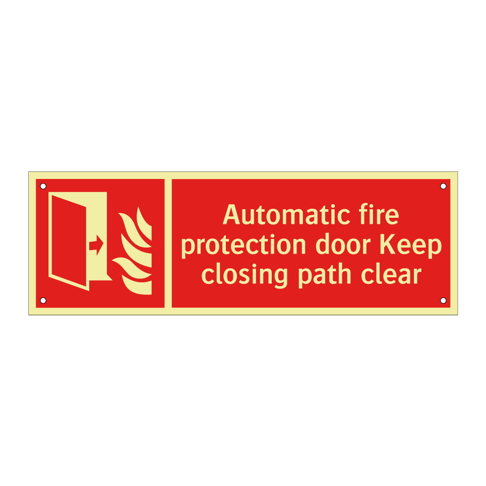 Automatic fire protection door Keep closing path clear