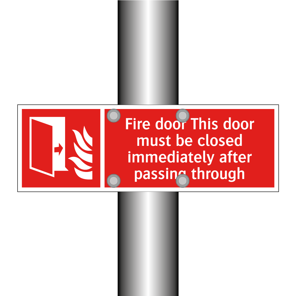 Fire door This door must be closed immediately after passing through