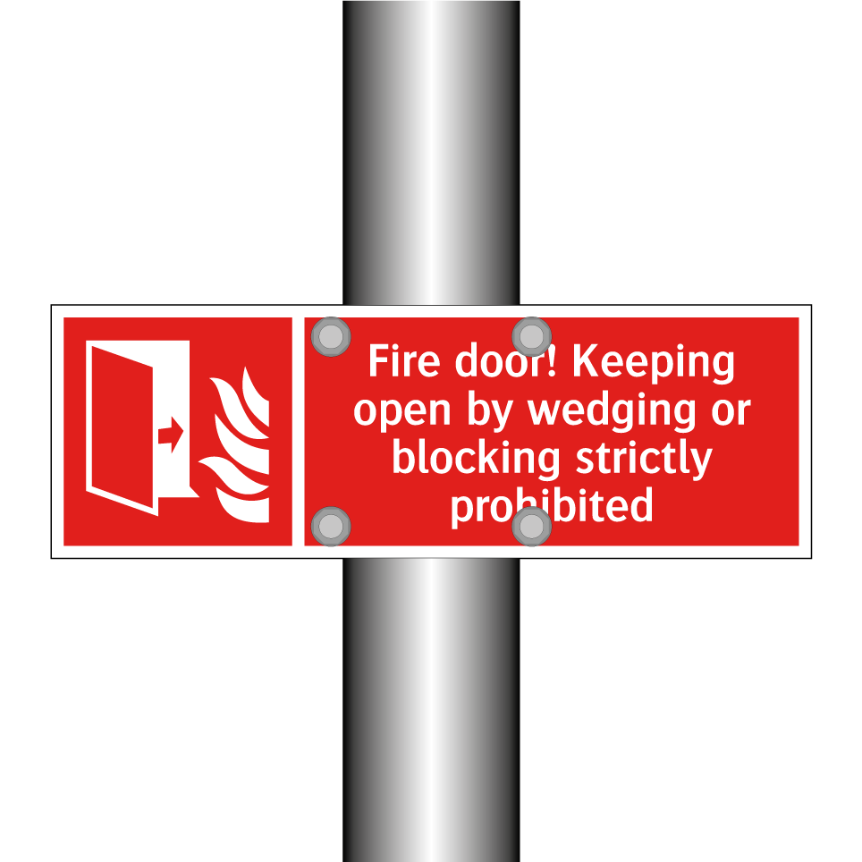Fire door! Keeping open by wedging or blocking strictly prohibited