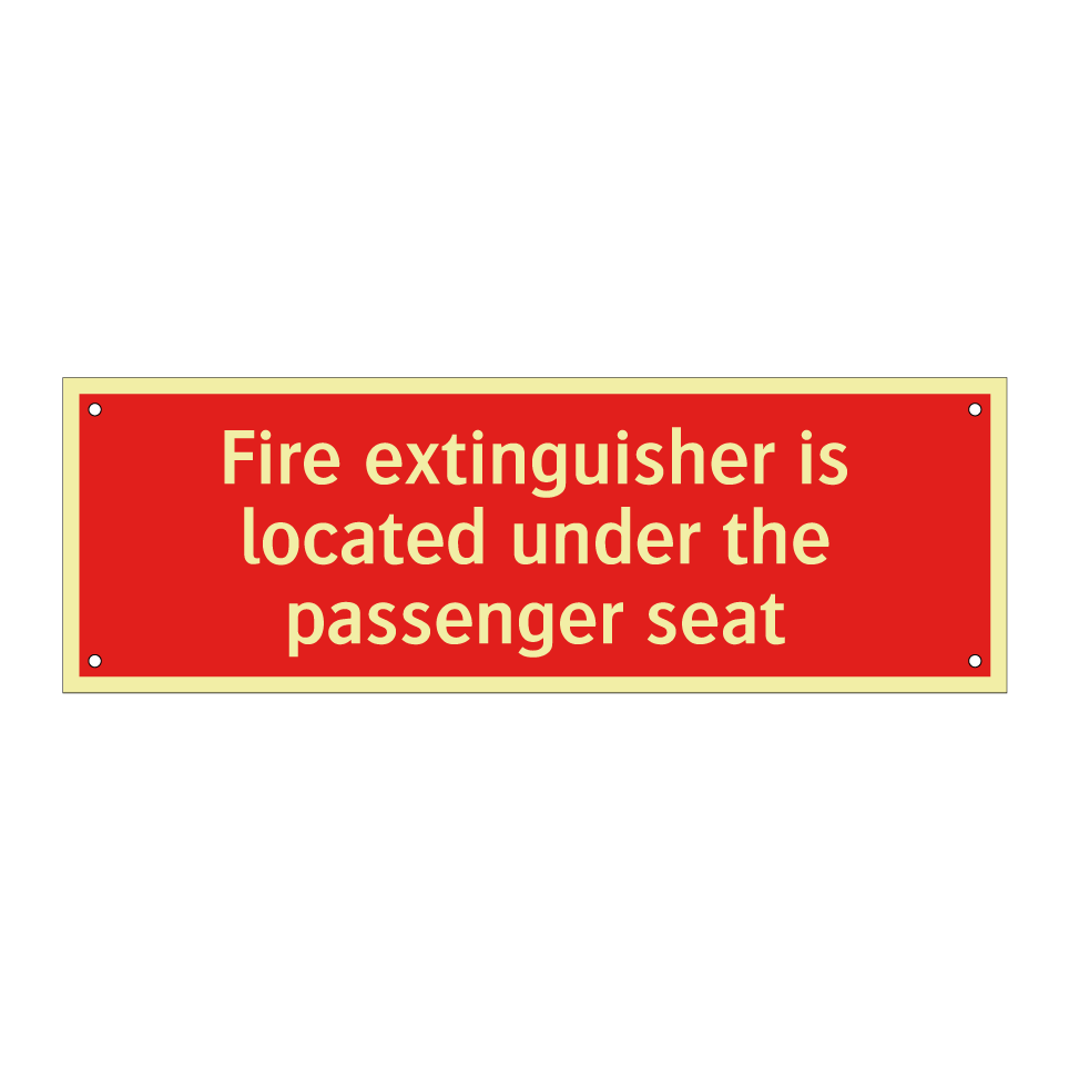 Fire extinguisher is located under the passenger seat