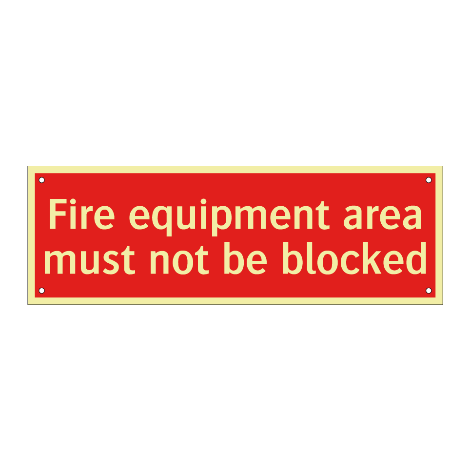 Fire equipment area must not be blocked