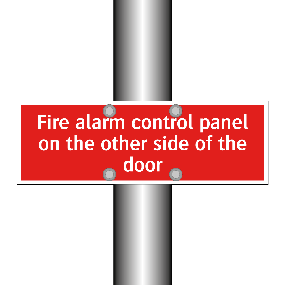 Fire alarm control panel on the other side of the door