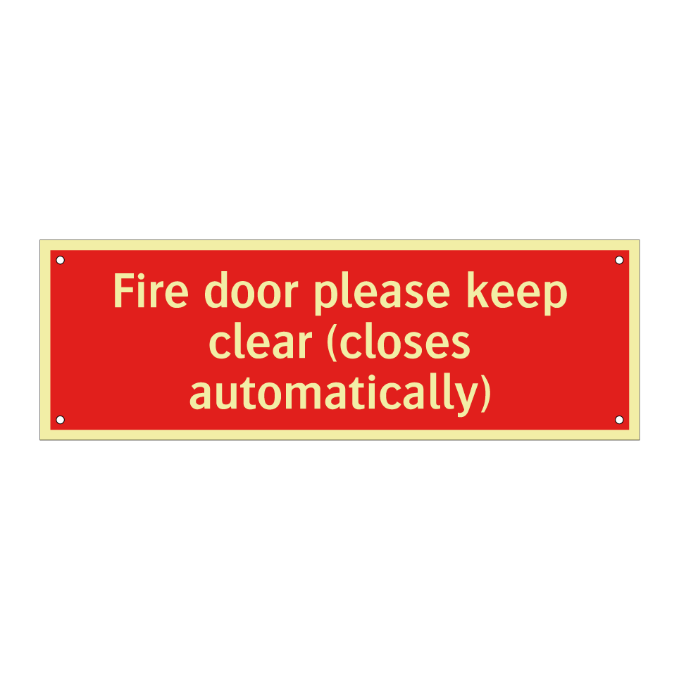 Fire door please keep clear (closes automatically)