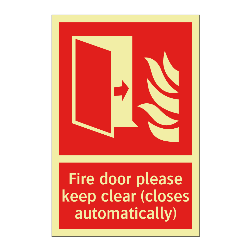 Fire door please keep clear (closes automatically)