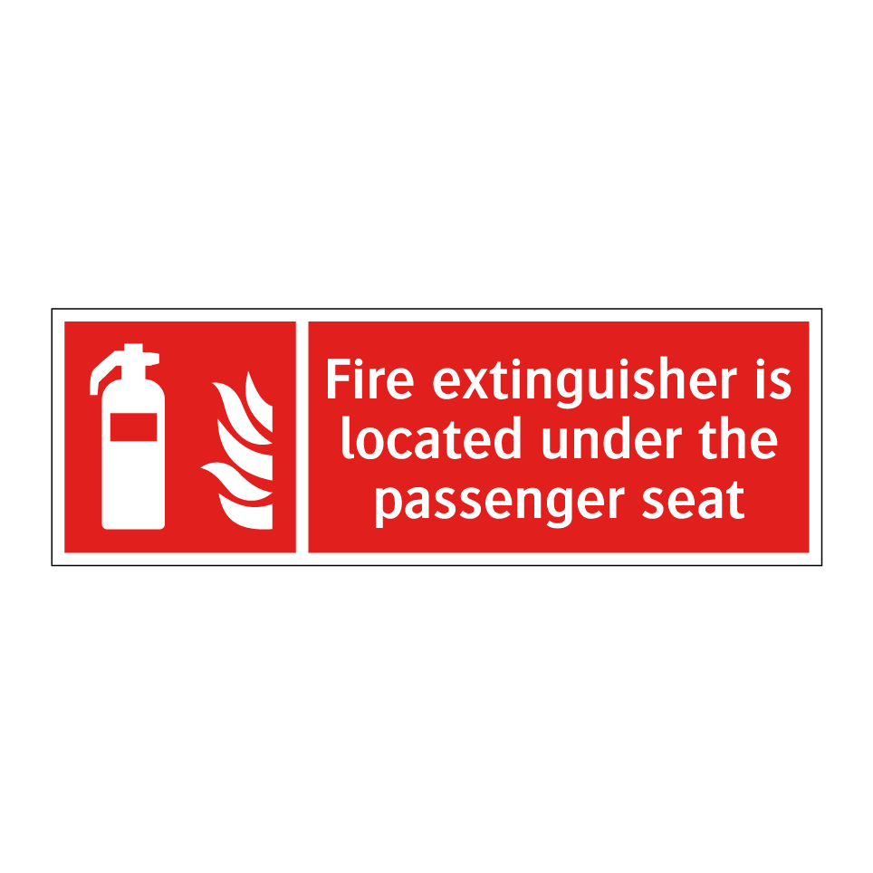 Fire extinguisher is located under the passenger seat