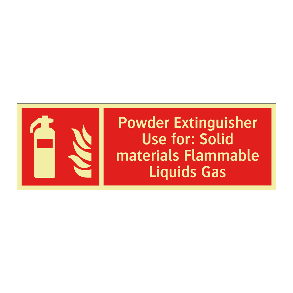 Powder Extinguisher Use for: Solid materials Flammable Liquids Gas