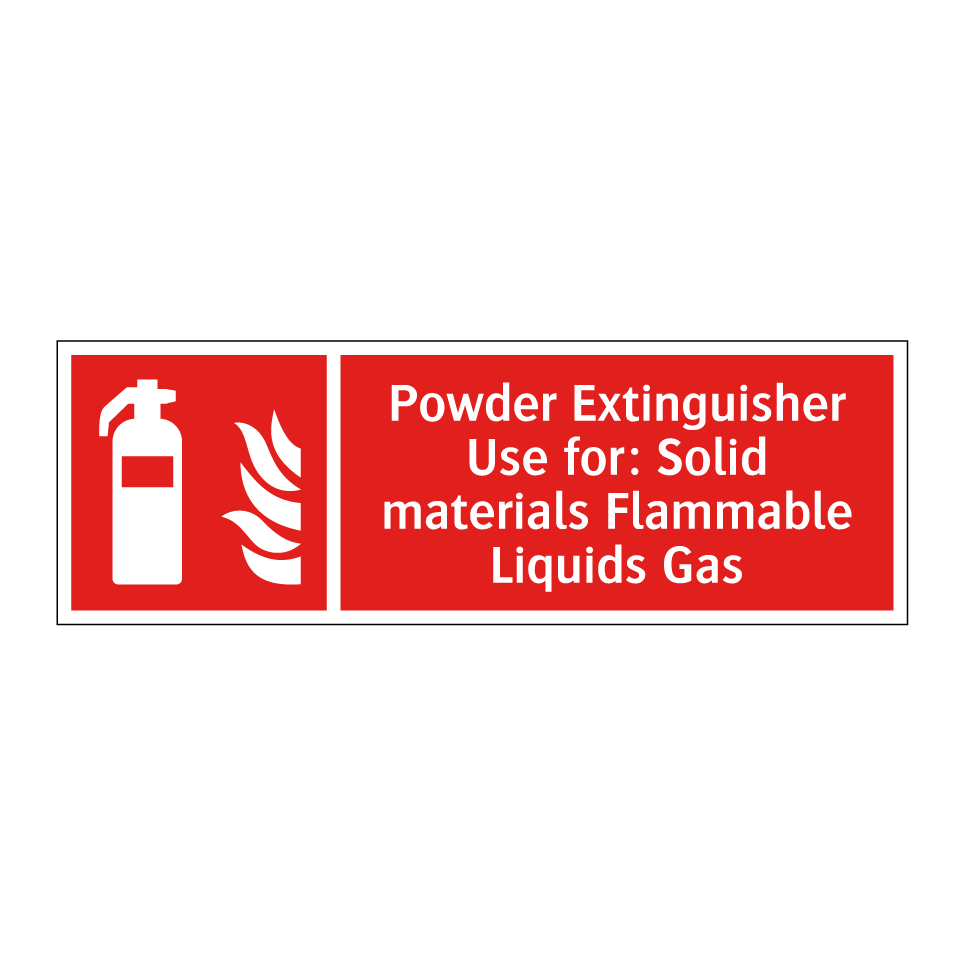 Powder Extinguisher Use for: Solid materials Flammable Liquids Gas
