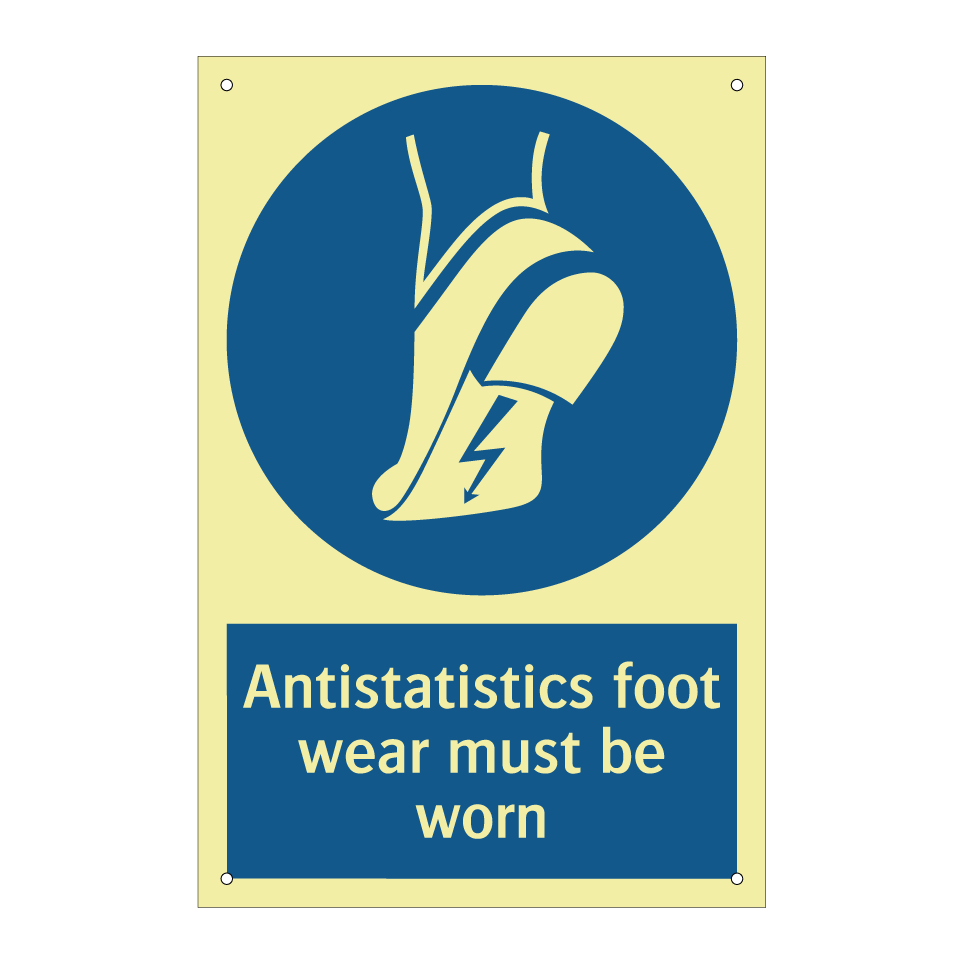 Antistatistics foot wear must be worn