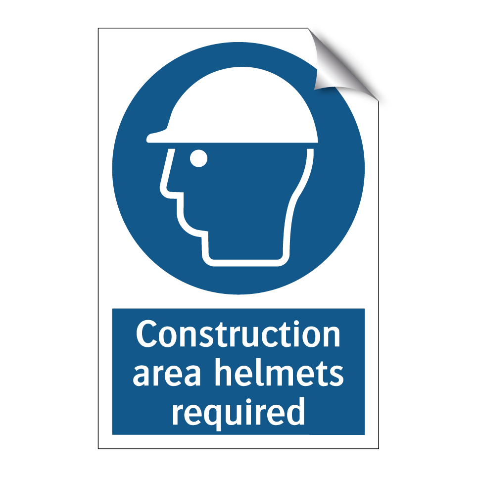 Construction area helmets required