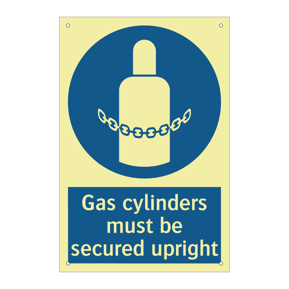 Gas cylinders must be secured upright