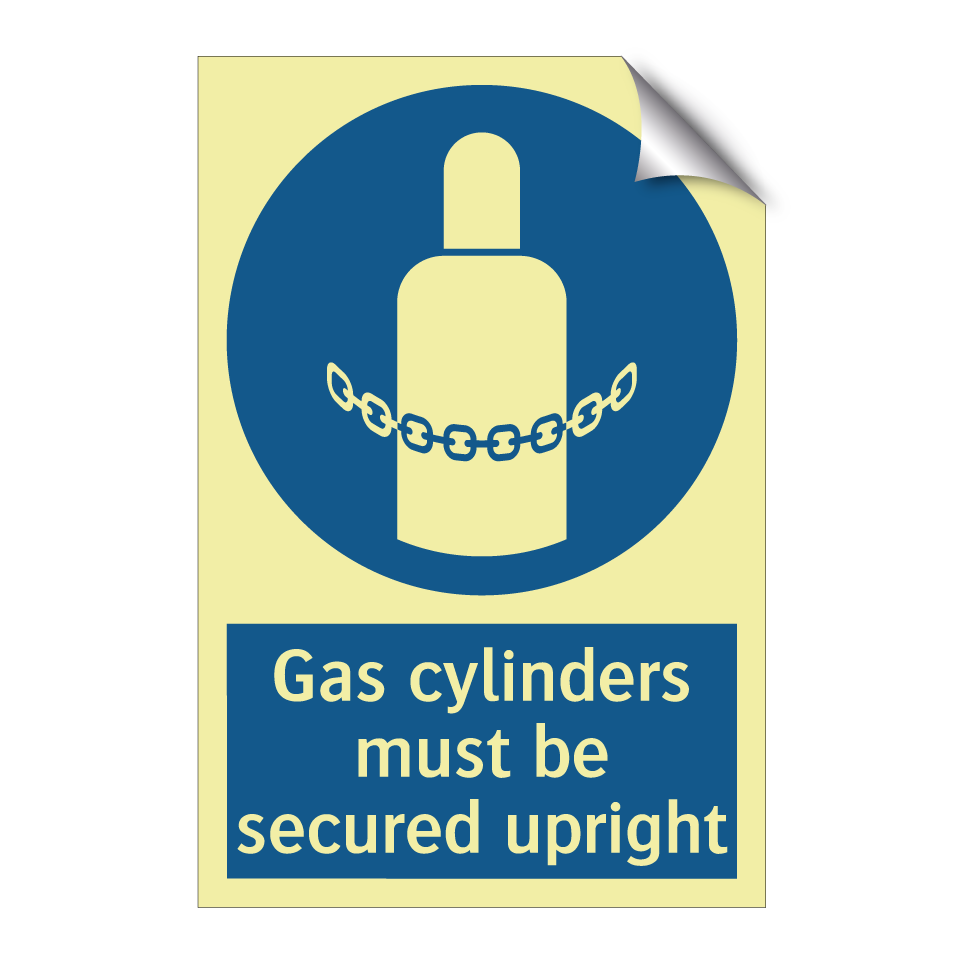 Gas cylinders must be secured upright
