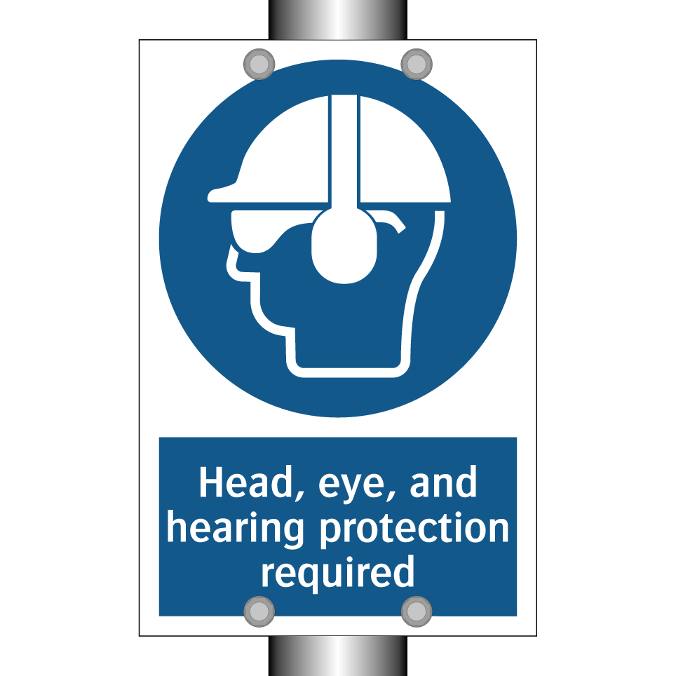 Head, eye, and hearing protection required
