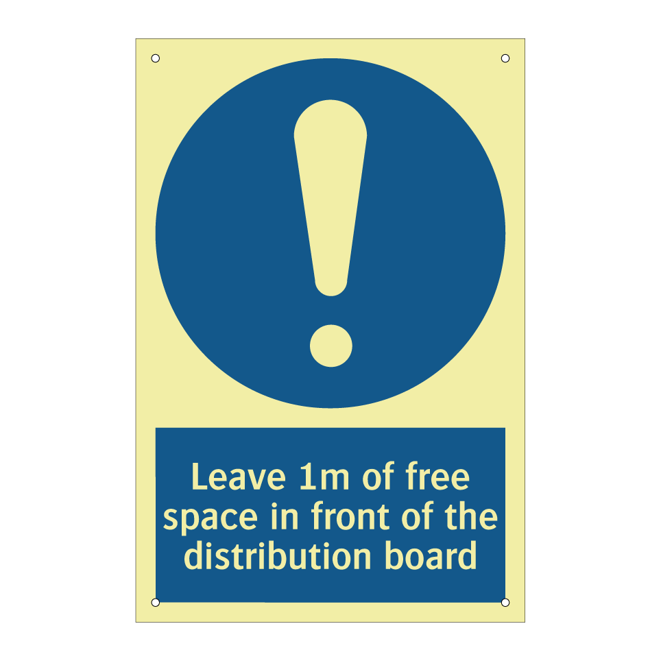Leave 1m of free space in front of the distribution board