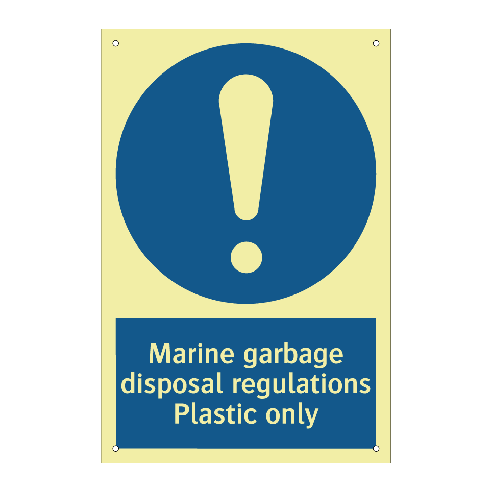 Marine garbage disposal regulations Plastic only