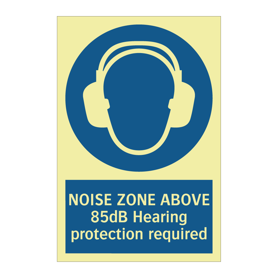 NOISE ZONE ABOVE 85dB Hearing protection required