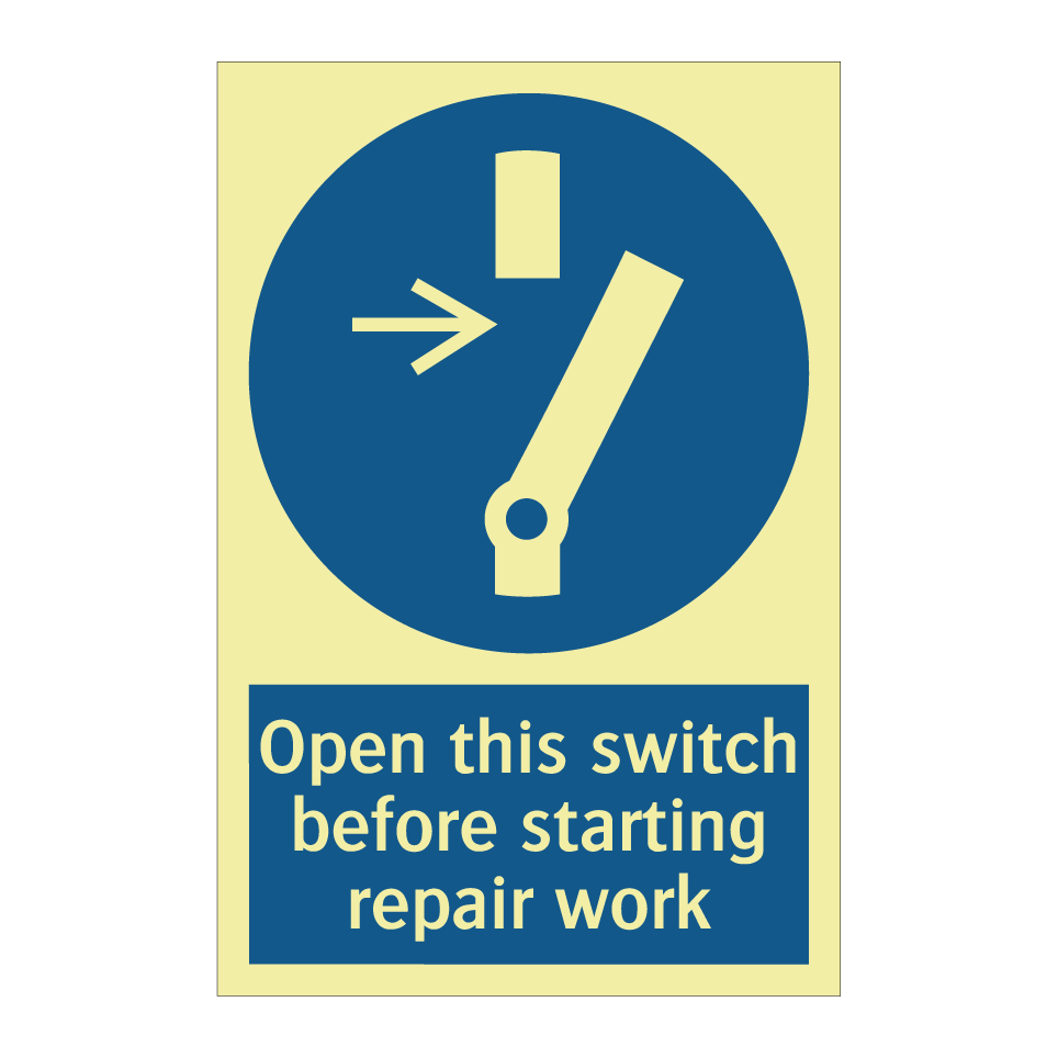 Open this switch before starting repair work