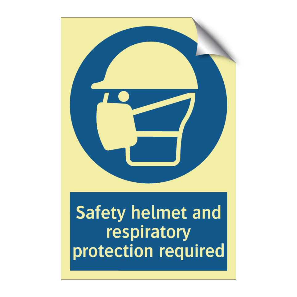 Safety helmet and respiratory protection required