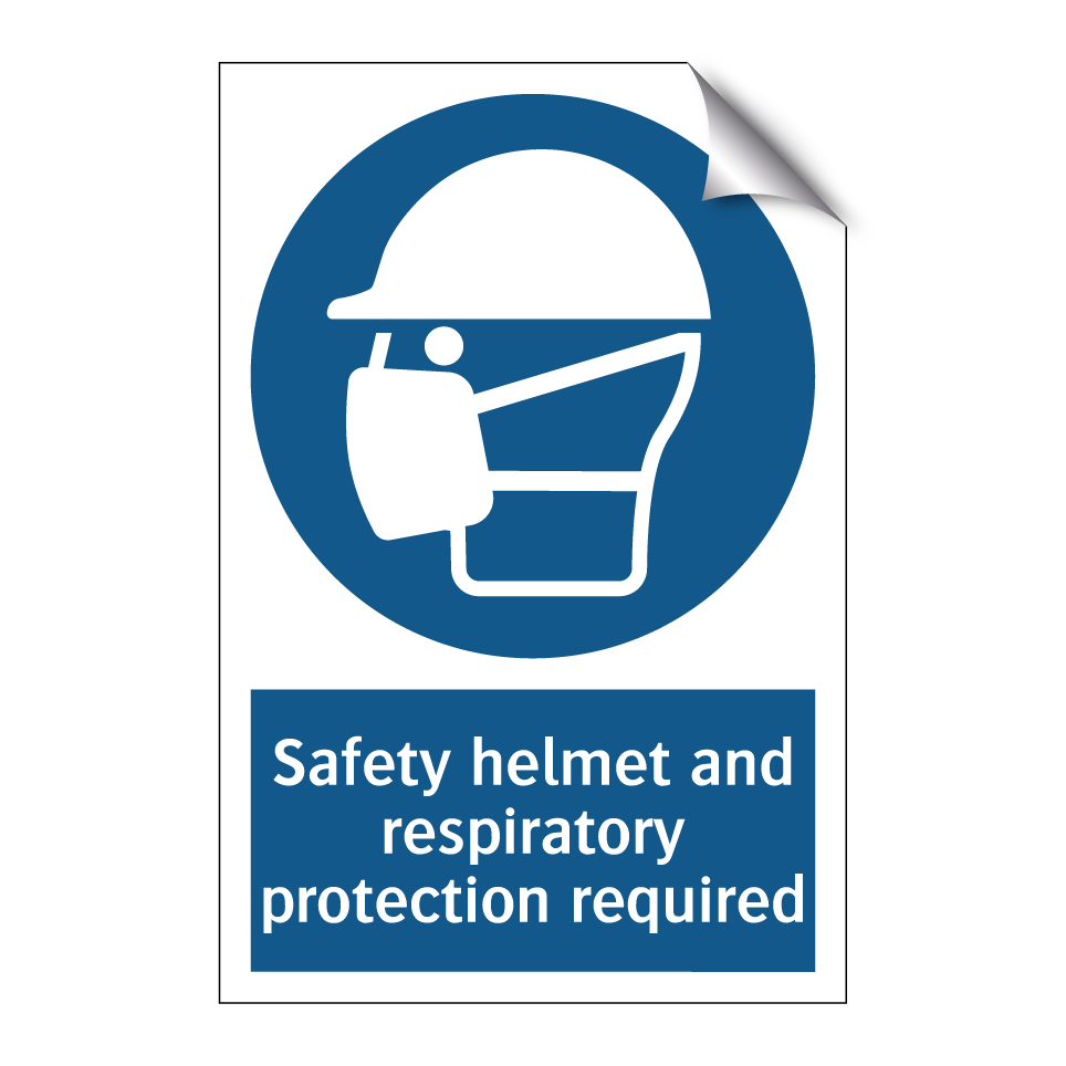 Safety helmet and respiratory protection required