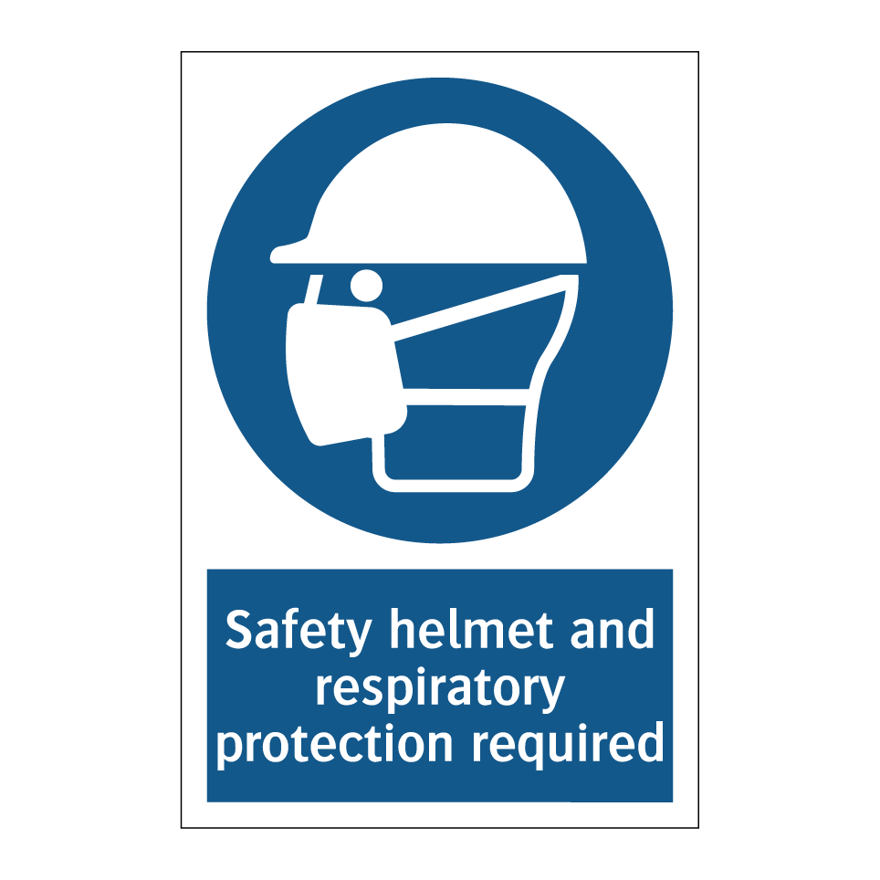 Safety helmet and respiratory protection required