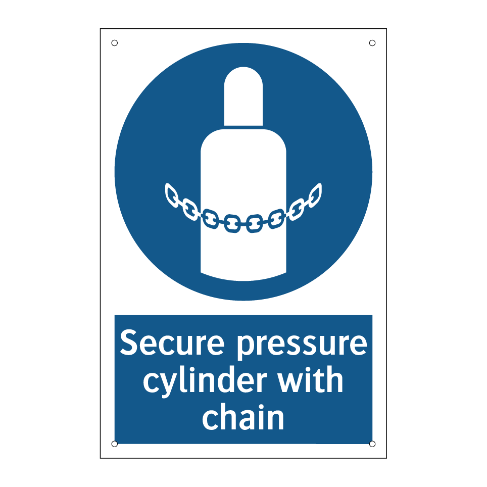 Secure pressure cylinder with chain