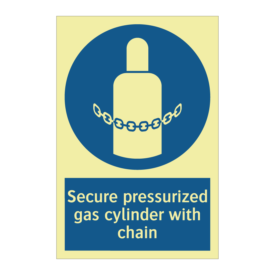 Secure pressurized gas cylinder with chain