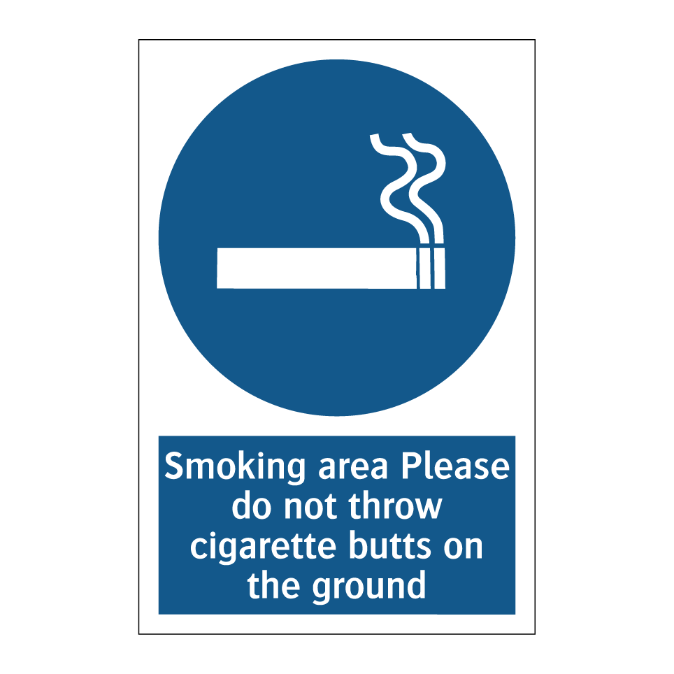 Smoking area Please do not throw cigarette butts on the ground