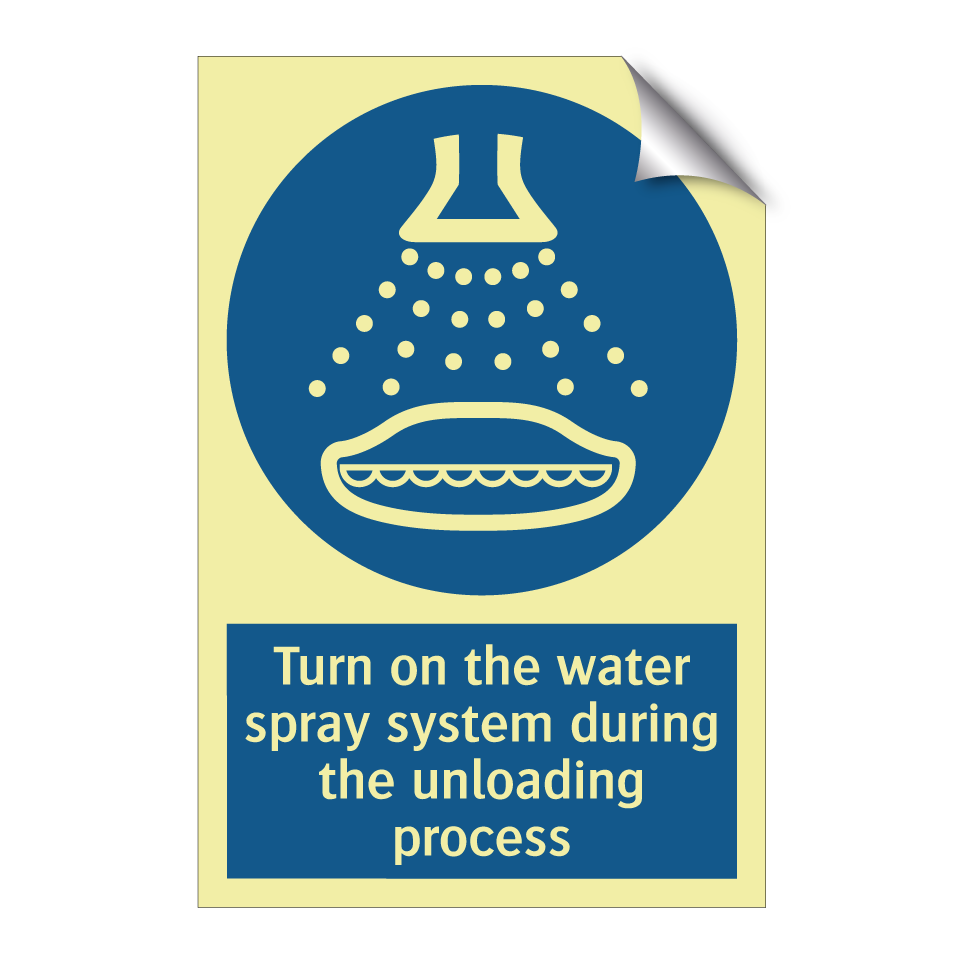 Turn on the water spray system during the unloading process