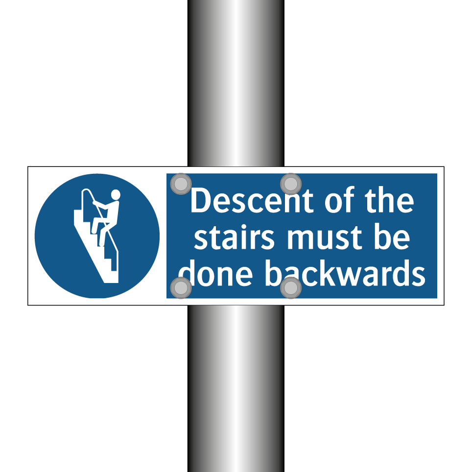 Descent of the stairs must be done backwards