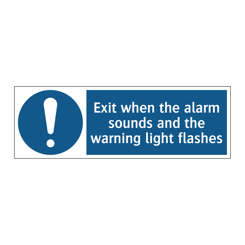 Exit when the alarm sounds and the warning light flashes