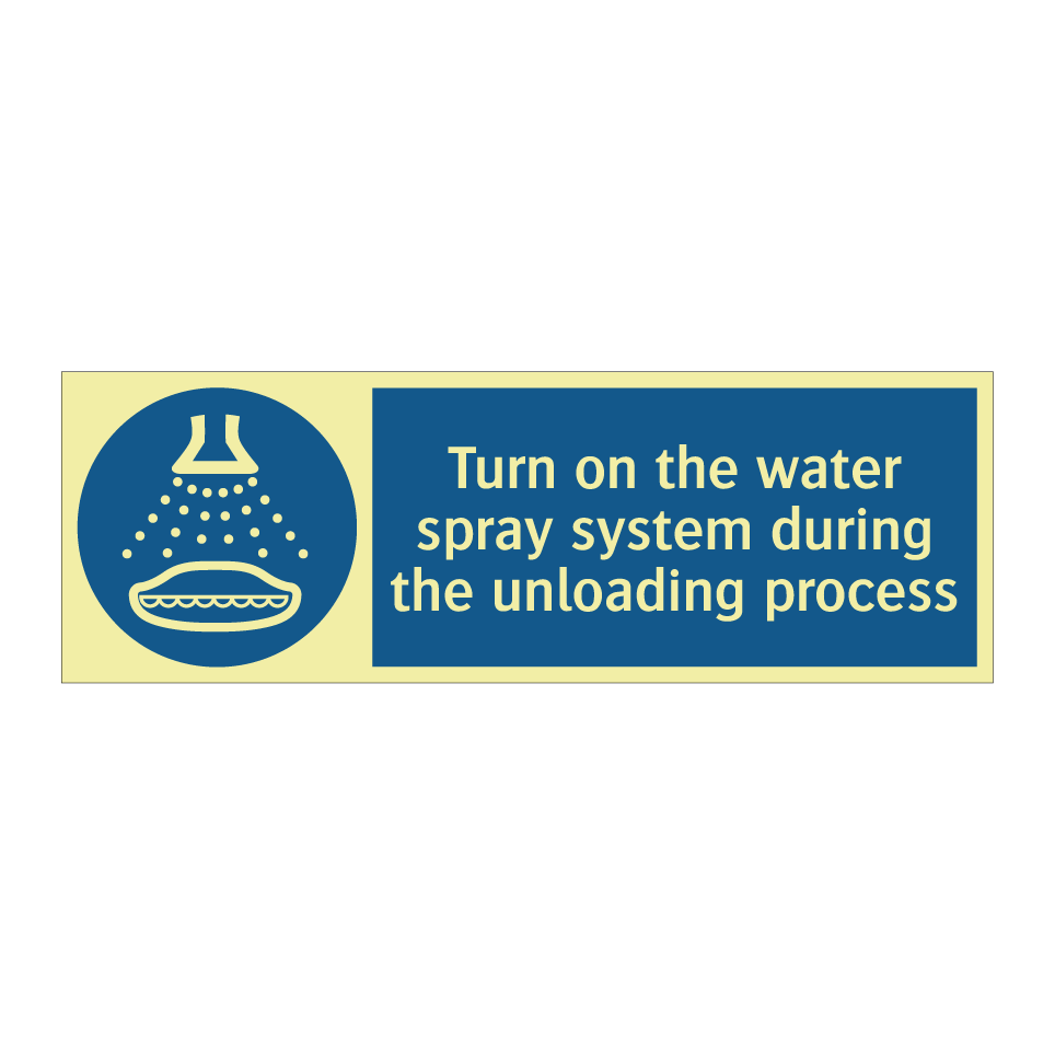 Turn on the water spray system during the unloading process