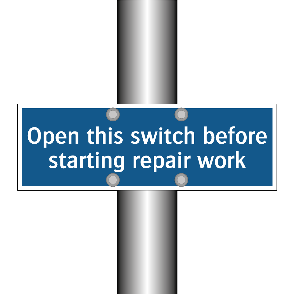 Open this switch before starting repair work