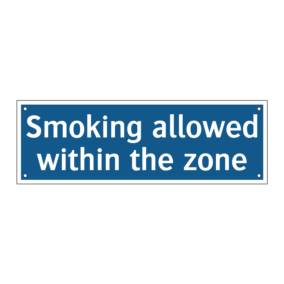 Smoking allowed within the zone