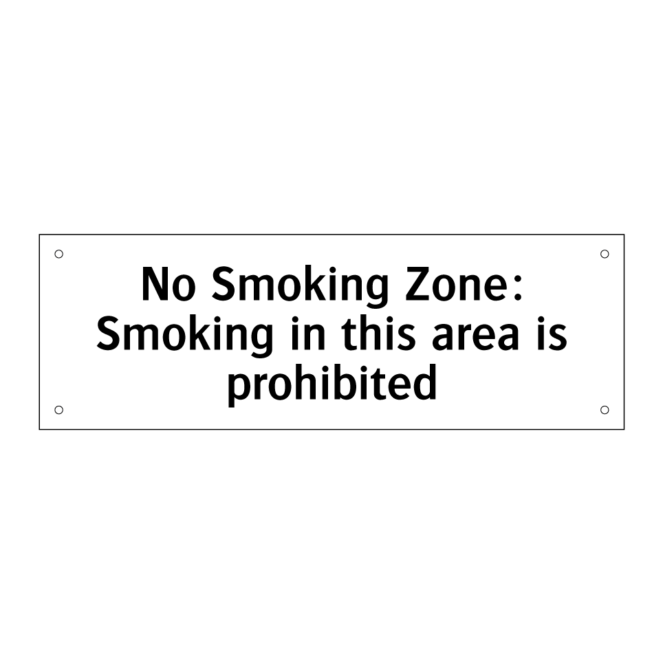 No Smoking Zone: Smoking in this area is prohibited