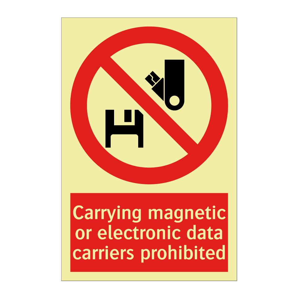 Carrying magnetic or electronic data carriers prohibited