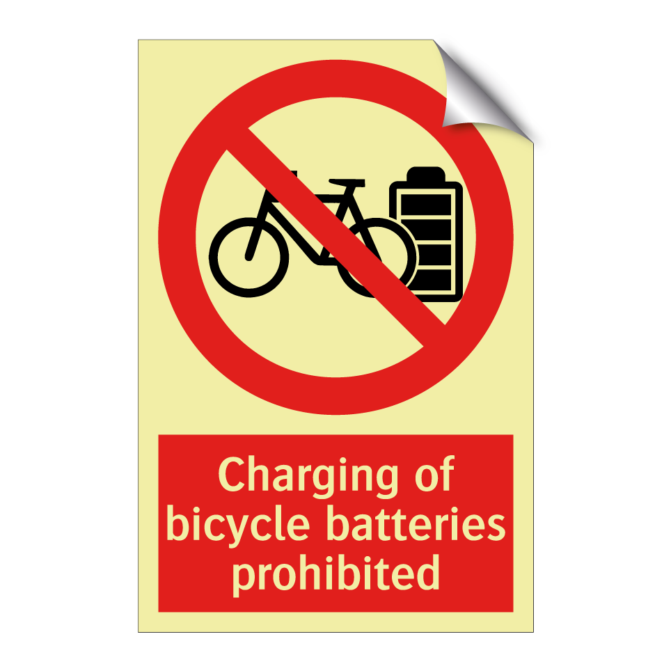 Charging of bicycle batteries prohibited