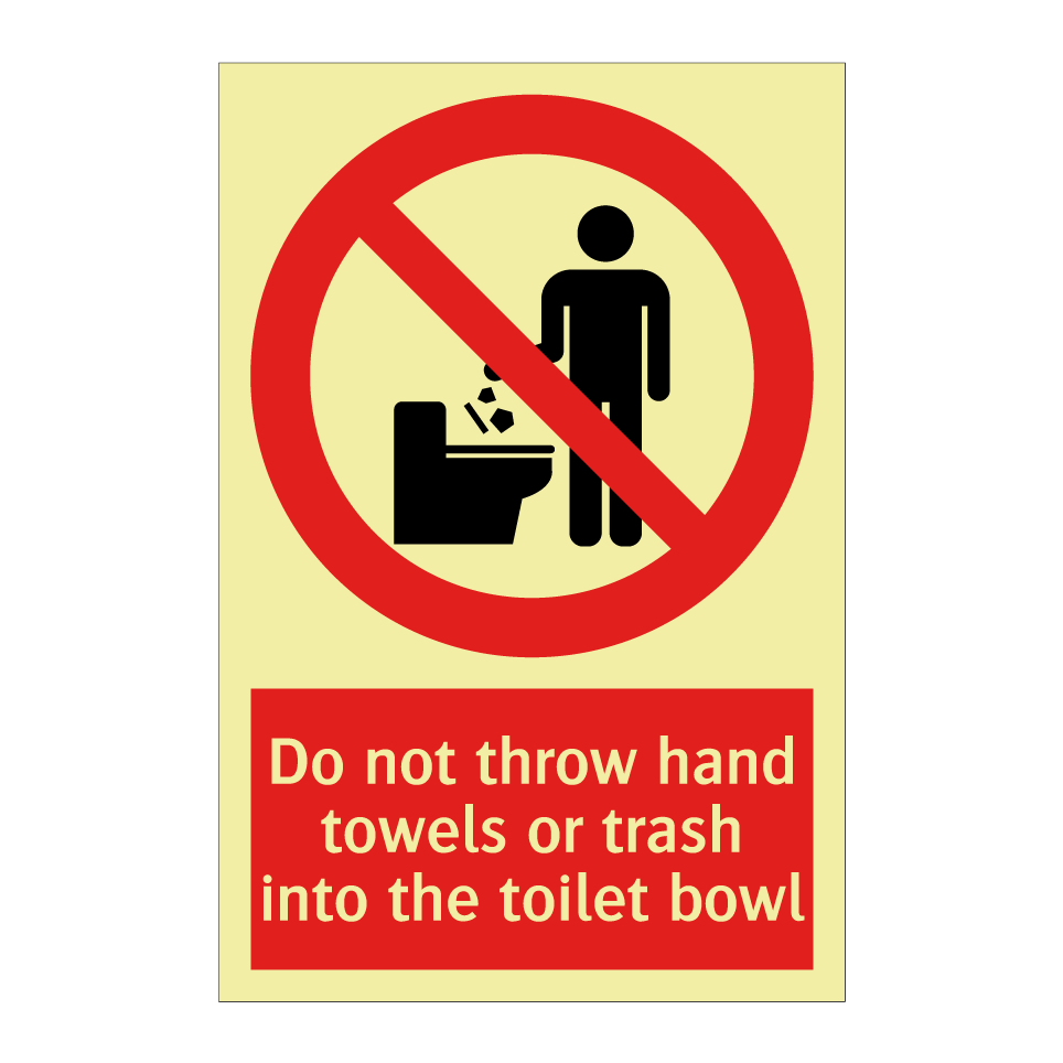 Do not throw hand towels or trash into the toilet bowl