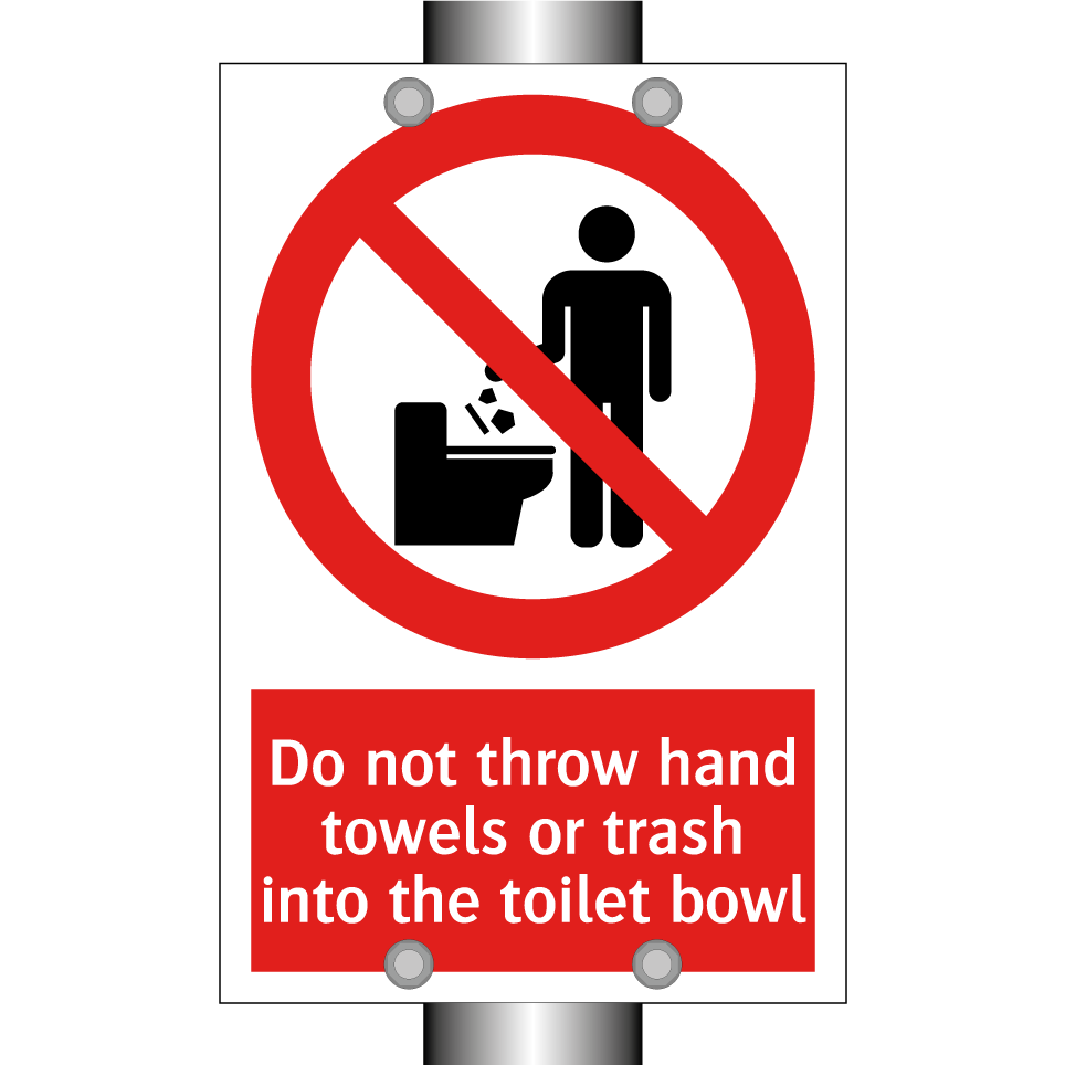 Do not throw hand towels or trash into the toilet bowl