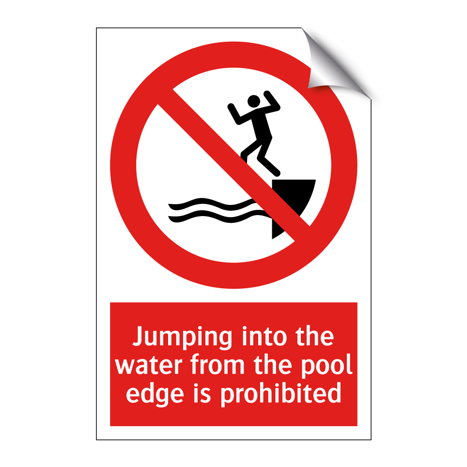 Jumping into the water from the pool edge is prohibited
